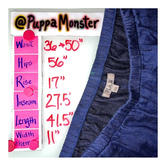 New FLAX Linen Flood Pants 2G 2X Sapphire Blue Melange - Picture 6 of 6